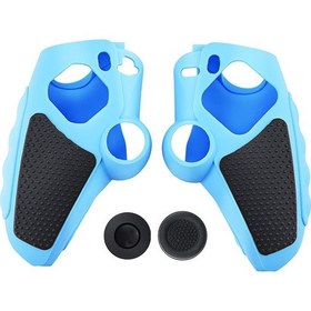 Resim Playstation 5 / Ps5 Silikon Kılıf Kaymaz Koruma + Joystick Kapakları - Mavi 