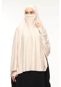 Resim Altobeh Kollu Sufle Çarşaf Üstü Peçeli Pratik Tesettür Hijab - Nikaplı Namaz Örtüsü Toz Pudra 