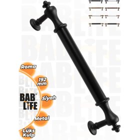 Resim Bablife Roma 192MM Mat Siyah Lüks Modern Çekmece Dolap Vestiyer Mobilya Kulpları 