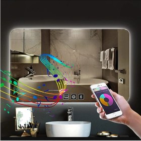 Resim Global Led Mirror 60X70 cm Müzik Çalarlı Dokunmatik Tuşlu Buğu Yapmayan Ledli Banyo Aynası 