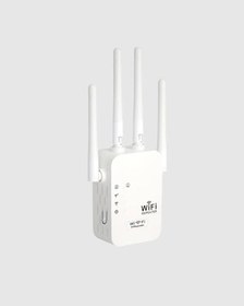 Resim 300Mbps WiFi Menzil Genişletici 4 Antenli WPA3 Güvenlikli Priz Tipi Repeater 