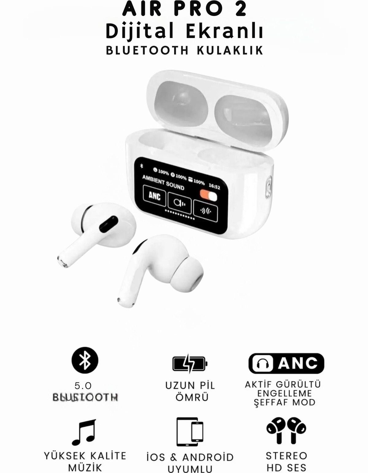 Laraheiser Samsung Galaxy A04 Uyumlu Air Pro 2 ANC Dijital Ekranlı