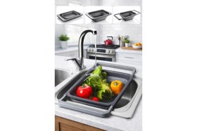 Resim Katlanabilir Silikon Lavabo Süzgeci, Evye Üstüne Asılabilen 5,5l 