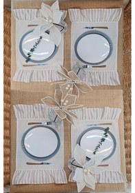 Resim Amerikan Servisi Fırfırlı Retro 4 Lü Kahverengi 