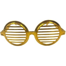 Resim Parti Gözlük Plastik Camsız Panjur Yuvarlak Şekilli Gold 14x6 Cm 