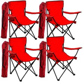 Resim Katlanır Kamp Sandalyesi 4 Ad. Kırmızı 