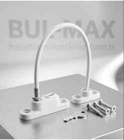 Resim 1 Adet Çelik Halatlı Pvc Kapı Pencere Emniyet Kilidi - Pencere Çocuk Emniyet Kilidi Beyaz 