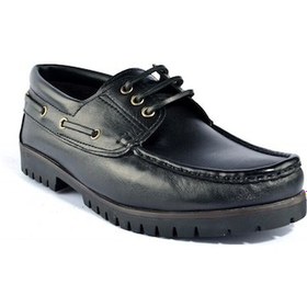 Resim Riverland K-03 Hakiki Deri Siyah Günlük Casual Erkek Ayakkabı Siyah 