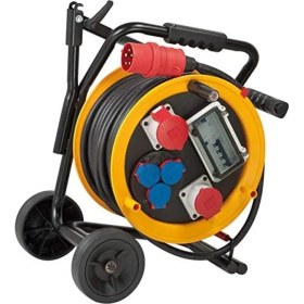 Resim Brennenstuhl Brobusta Cee Girişli IP44 Lisanslı Tekerlikli Dış Mekan Kablo Makarası 30 Metre H07RN-F 5g4 Kablo Kesiti 