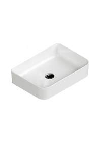 Resim Aqua Bagno Mestola Tezgah Üstü Kare Çanak Lavabo Batarya Deliksiz 38 x 60 CM Beyaz 