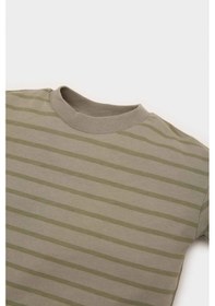 Resim DeFacto Erkek Bebek Bisiklet Yaka Çizgili Kısa Kollu Tişört E5315A525SMKH465 Haki 