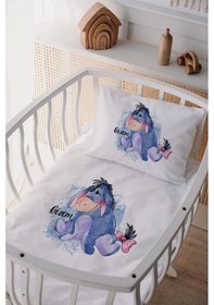 Resim %100 Pamuk Saten Isme Özel Isimli Anne Yanı Beşik Nevresim Takımı Eeyore 