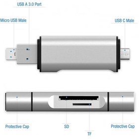 Resim Techmaster Type-c Usb 3.1 Micro Usb Usb 3.0 Sd Tf Micro Sd Kart Okuyucu 