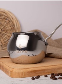 Resim Gzro 600 Ml Gümüş Kulplu Küre Çelik Cezve Sütlük 