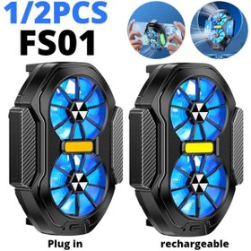 Resim Azurtech Cep Telefonu Soğutu Çift Fanlı Şarj Edilebilir Oyun Soğutucu Fan FS01 
