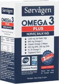 Resim Sorvagen Omega 3 Plus Saf Norveç Balık Yağı. 60 Kapsül. 1200Mg 