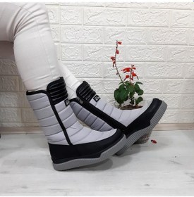 Resim Benetton 50027 Gri-siyah İçi Kürklü Fermuarlı Kaymaz Bayan Kar Botu 001 