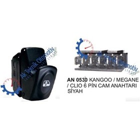 Resim Cam Dugmesi Tekli Clio Kango Megane 6Pin Siyah 504629417 - 