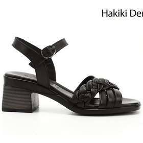 Resim Gönderi(R) Gönderi R Siyah Bilek Bağlı Örgü Bantlı Hakiki Deri Sandalet Siyah 