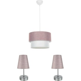 Resim Evlight Yatak Odası 3'lü Aydınlatma Seti Gold Ayak / Gül Kurusu Şapka 