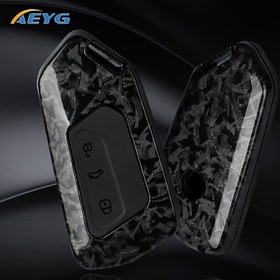 Resim Karbon Fiber Stil ABS Araba Anahtar Kılıfı Kapak için, Volkswagen VW Golf 8 MK8 ID.3 ID.4 Cupra Skoda Octavia A8 SEAT Leon MK4 2020 2021 ile Uyumlu - Dayanıklı Koruma Aksesuarı 