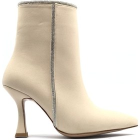 Resim Feles Saten Şerit Taşlı Topuklu Kadın Bot 001 