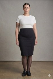 Resim CNG MODA Midi Boy Modal Kumaş Ofis Kalem Etek 