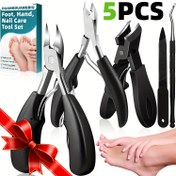 Resim 5 adet Profesyonel Paslanmaz Çelik Tırnak Makası Seti Tırnak Dosyası ile - Ağır Hizmetli Hassas Bıçaklar, Ergonomik Siyah Tutarlar, Parmak ve Ayak Tırnakları için Keskin Kesme Kenarları - Ev, Salon, Pedikür için İdeal - Erkekler, Kadınlar, Yaşlılar için İdeal Hediye - DUANGDUANGBIU, Tırnak Bakımı Temel Ürünler, Şık Bakım Araçları, Dayanıklı Bakım Araçları 