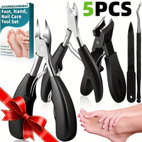 Resim 5 adet Profesyonel Paslanmaz Çelik Tırnak Makası Seti Tırnak Dosyası ile - Ağır Hizmetli Hassas Bıçaklar, Ergonomik Siyah Tutarlar, Parmak ve Ayak Tırnakları için Keskin Kesme Kenarları - Ev, Salon, Pedikür için İdeal - Erkekler, Kadınlar, Yaşlılar için İdeal Hediye - DUANGDUANGBIU, Tırnak Bakımı Temel Ürünler, Şık Bakım Araçları, Dayanıklı Bakım Araçları 