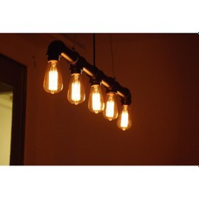 Resim 5 Başlıklı Sarkıt Retro Demir Boru Tavan Lambası, Endüstriyel Rustik Tavan Avize Bilardo Lambası Yemek Odası Lambası 