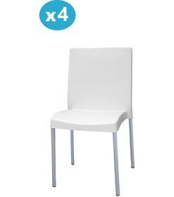 Resim Omnipazar Mt-cf875 Vortice Plastik Bahçe Balkon Sandalye 4'lü Set Beyaz 