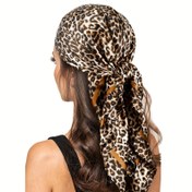 Resim 1 adet Kadın Boho Chic Leopar Desen Kare Eşarp - 89.92cm x 89.92cm Hafif Polyester Bandana, Dış Mekan, Moda Başörtüsü, Güneş ve Rüzgar Koruması, Şık Boyun Örgüsü, Şık Başörtüsü | Boho Chic Aksesuarı | Yumuşak Dokulu Kumaş 