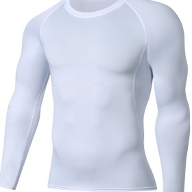Resim Formfitting Gömlek - Elit Atletik Uzun Kollu Kompresyon Gömleği, Yüksek Esneklik, Nefes Alabilir Polyester ve Spandex Karışımı, Yuvarlak Yaka, Görünmez - Kas Grupları Koruma İçin İdeal, Makinede Yıkanabilir, Spor Salonu Giysileri 