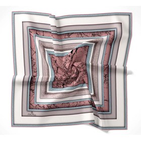 Resim Silk Home Twill Eşarp Cümbüş Desen - Krem-Mavi 
