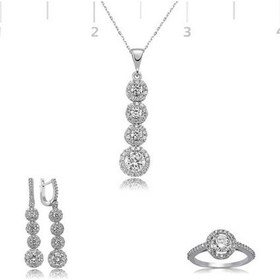 Resim Gümüş Sıralı Dört Taş Kadın Set (510776527) 