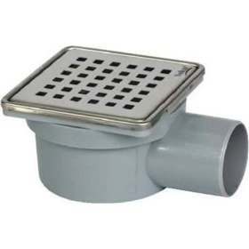 Resim Beyco Krom Yer Süzgeci Klapeli 10 x 10 cm Ø 50 Paslanmaz Çerçeve Yandan Çıkış Yer Sifonu ( Beyco ) 