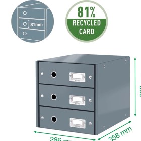 Resim Leitz 60480095 Click & Store Wow Çekmeceli Evrak Rafı, 3 Çekmeceli, Siyah 
