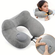 Resim 1 Taşınabilir Şişme U-Şekilli Boyun Desteği Yastığı, Rahat Tarzda Polyester Seyahat Yastığı, Çıkarılabilir Kapak ve Fermuar, Yan Yatma İçin Uygun, Uçaklar, Arabalar ve Şekerlemeler İçin Mükemmel, Seyahat ve Ofis Aksesuarları İçin Şişme Yastık 