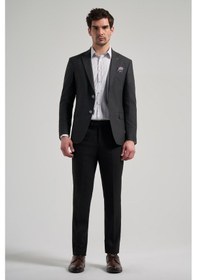 Resim İmza Düz Bez Ayağı Mono Yaka Tam Astar Esnek 6 Drop Slim Fit Ceket 1002245903 Koyu Antrasit 