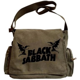 Resim Violon Black Sabbath Baskılı Unisex Yeşil Postacı Çantası 