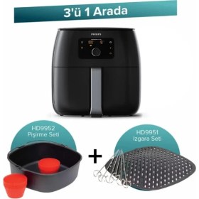 Resim Philips 3 Ü 1 Arada Set Xxl 7,3 Lt Airfryer HD9952 Pişirme Seti HD9951 Izgara Seti, Luciole + Lambader 
