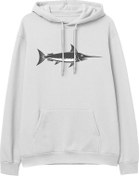 Resim Fish Baskılı Beyaz Hoodie Lambuka Store