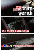 Resim Araç İçi Kırmızı Dikiş Detaylı Kendinden Yapışkanlı Deri Trim Şerit 2.5 Metre 
