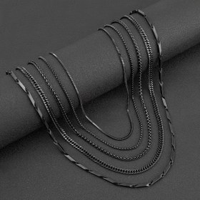 Resim 5 Paket Paslanmaz Çelik Punk Tarzı Kolyeler, 60cm Siyah Gotik Erkek Zinciri, Tatil Hediyeleri ve Günlük Giyim için Moda Takı 