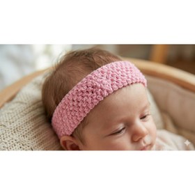 Resim Deniz Party Store Pembe Örgü Lastikli Bebek Saç bandı Bandana 1 Adet 