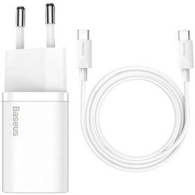 Resim Baseus Super Si 1c 25w Hızlı Şarj Adaptörü + 3a Type-c To Type-c 1 Mt Şarj Kablosu Tzccsup-l02 