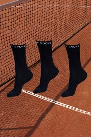 Resim ITSOCKS Üç Adet Siyah Havlu Tabanlı Fitilli Spor Orta Boy Tenis Çorabı 