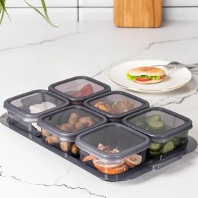 Resim Lidyahan Store 2043 Tepsili Kahvaltılık Kapaklı Kahvaltılık 6 Bölmeli Sızdırmaz Kapaklı Bölmeli Füme 