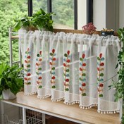 Resim 1 adet Modern Minimalist Beyaz Renkli Yaprak Tasarımlı - Mutfak, Yatak Odası, Oturma Odası için Çubuk Cep Perde - Yarı Şeffaf Polyester Ev Dekoru 