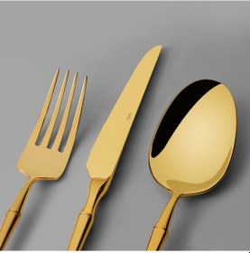Resim Nehir Marbella Titanium 6 Kişilik 36 Parça Çatal Kaşık Bıçak Takımı Altın 